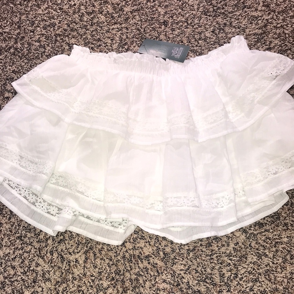 Wild Fable Tiered White Crochet Lace Ruffle Mini Skort | NWT - Picture 7 of 10